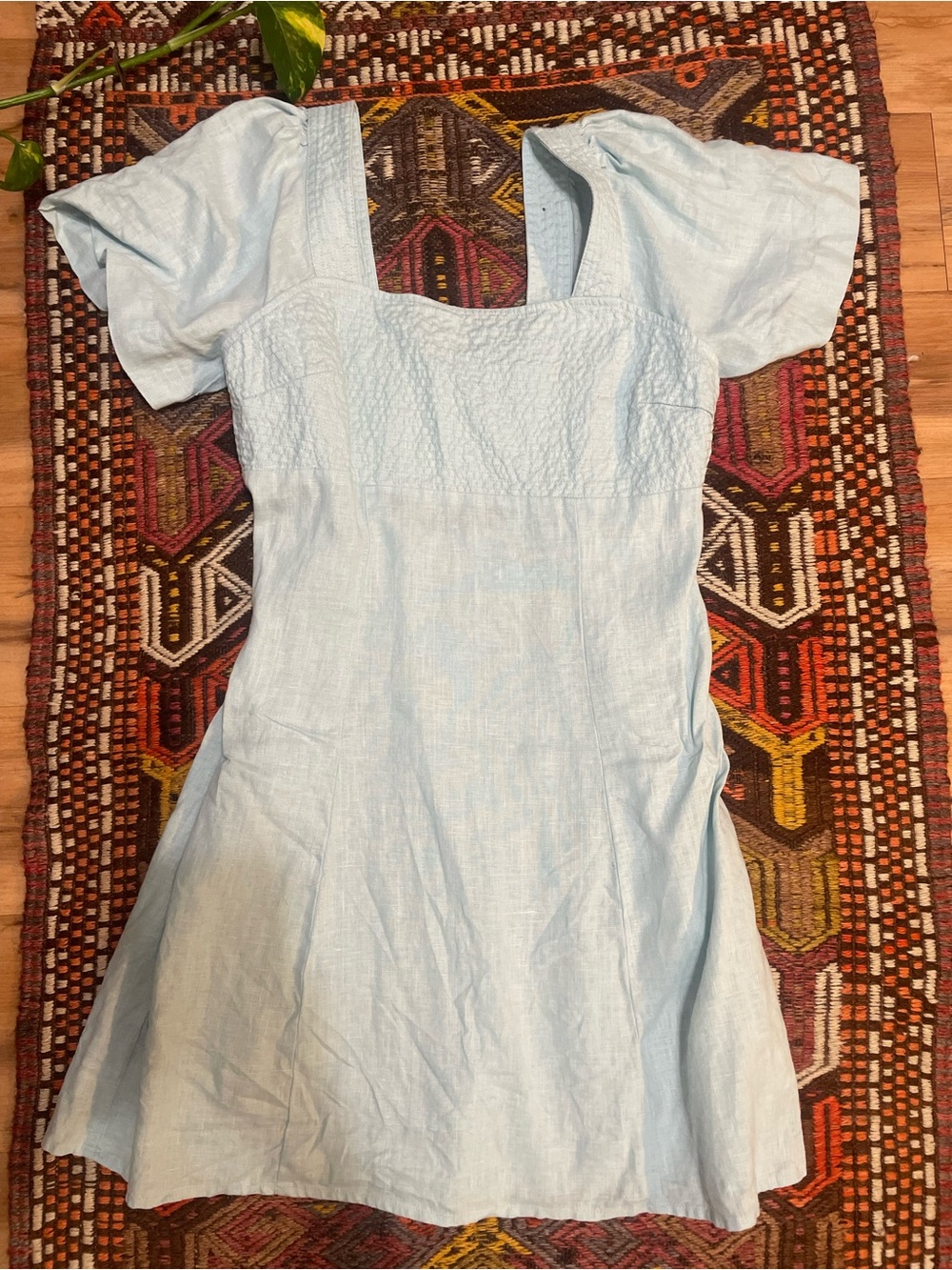 Madewell Light Blue Square-Neck Sleeve Mini Dress - Picture 2 of 5
